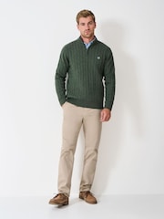 Crew Clothing Green Oarsman Cable Half Zip Jumper - Image 3 of 5