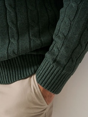 Crew Clothing Green Oarsman Cable Half Zip Jumper - Image 4 of 5