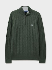 Crew Clothing Green Oarsman Cable Half Zip Jumper - Image 5 of 5