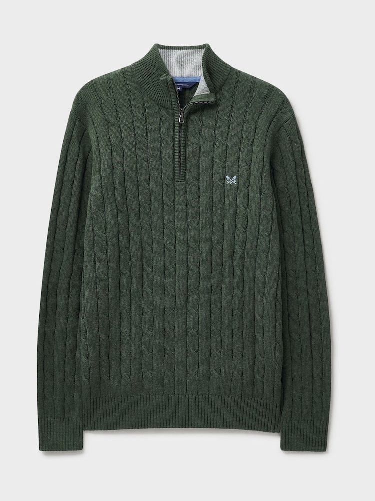 Crew Clothing Green Oarsman Cable Half Zip Jumper - Image 5 of 5