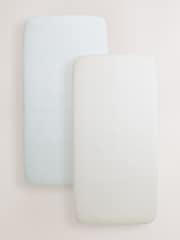 2 Pack Sage Green Gingham & Neutral Stripe Fitted Sheets - Image 3 of 6