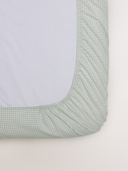 2 Pack Sage Green Gingham & Neutral Stripe Fitted Sheets - Image 6 of 6