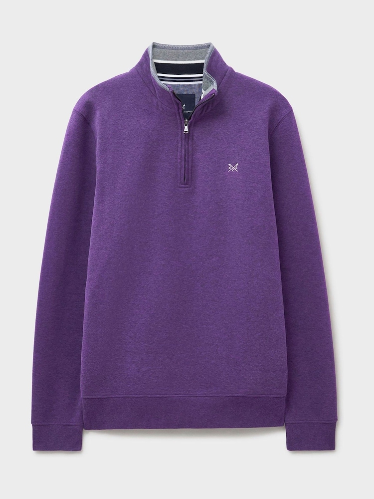 Crew Clothing Purple Classic Half Zip Sweatshirt - Image 5 of 5 Crew Clothing Purple Classic Half Zip Sweatshirt - Image 5 of 5