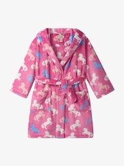 Hatley Pink Beautiful Horses Fuzzy Fleece Dressing Gown - Image 1 of 2