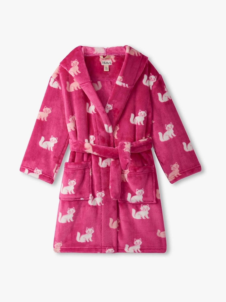Hatley Pink Little Kitties Fuzzy Fleece Dressing Gown - Image 1 of 2