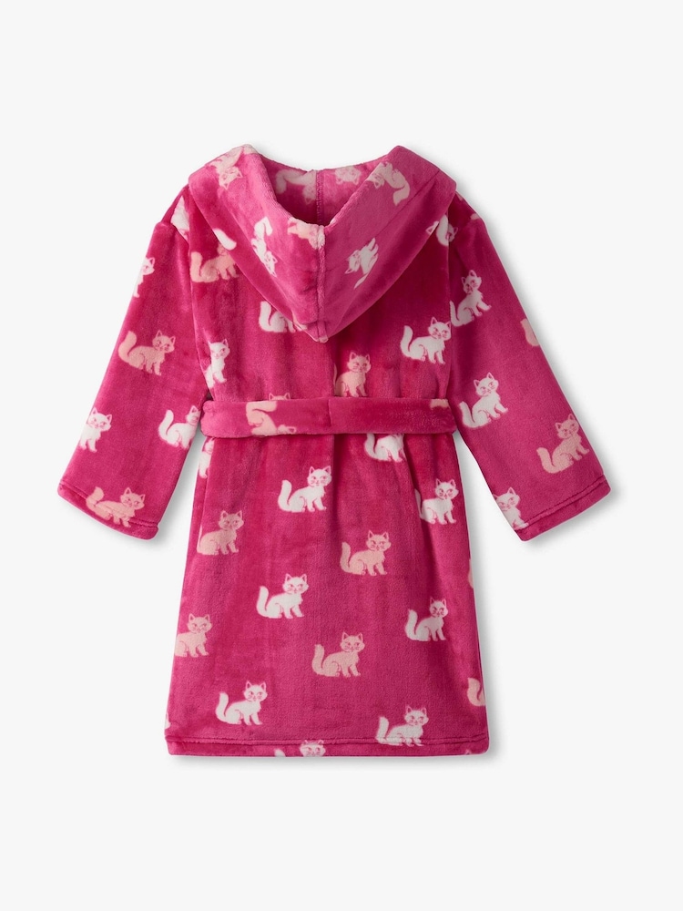 Hatley Pink Little Kitties Fuzzy Fleece Dressing Gown - Image 2 of 2
