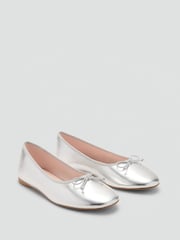 Mango Silver Metallic Ballet Pumps - Image 1 of 3