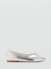 Mango Silver Metallic Ballet Pumps - Image 2 of 3