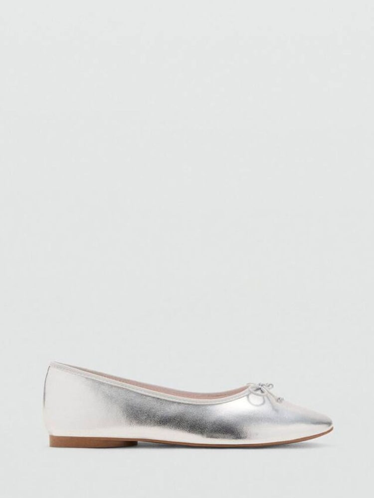 Mango Silver Metallic Ballet Pumps - Image 2 of 3