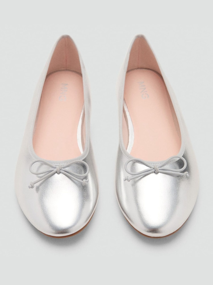 Mango Silver Metallic Ballet Pumps - Image 3 of 3