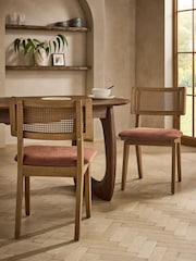 Set of 2 Soft Twill Rust Brown Abel Mid Wood Leg Dining Chairs - Image 1 of 8