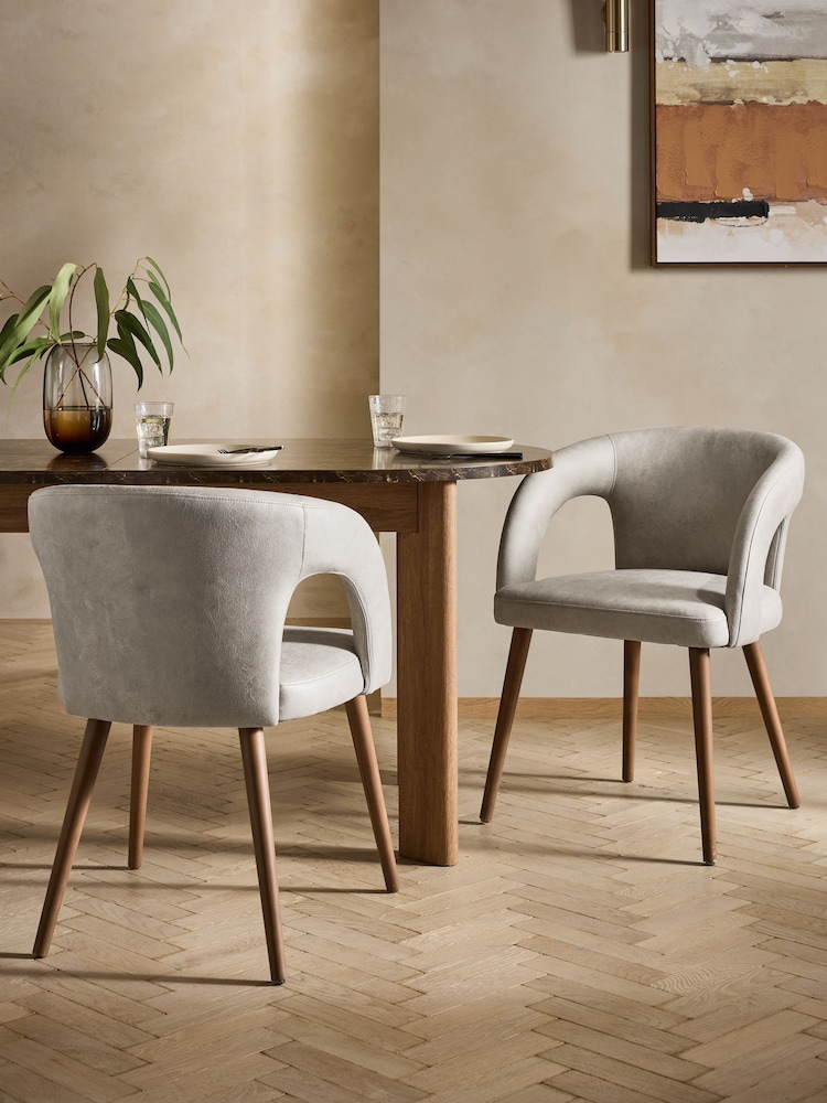 Set of 2 Easton Faux Leather Silver Mid Leg Orton Dining Chairs - Image 1 of 7