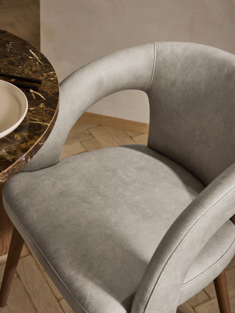 Set of 2 Easton Faux Leather Silver Mid Leg Orton Dining Chairs - Image 2 of 7