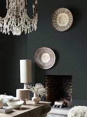 Abigail Ahern Midnight Weathered Linen 10M Wallpaper - Image 1 of 5