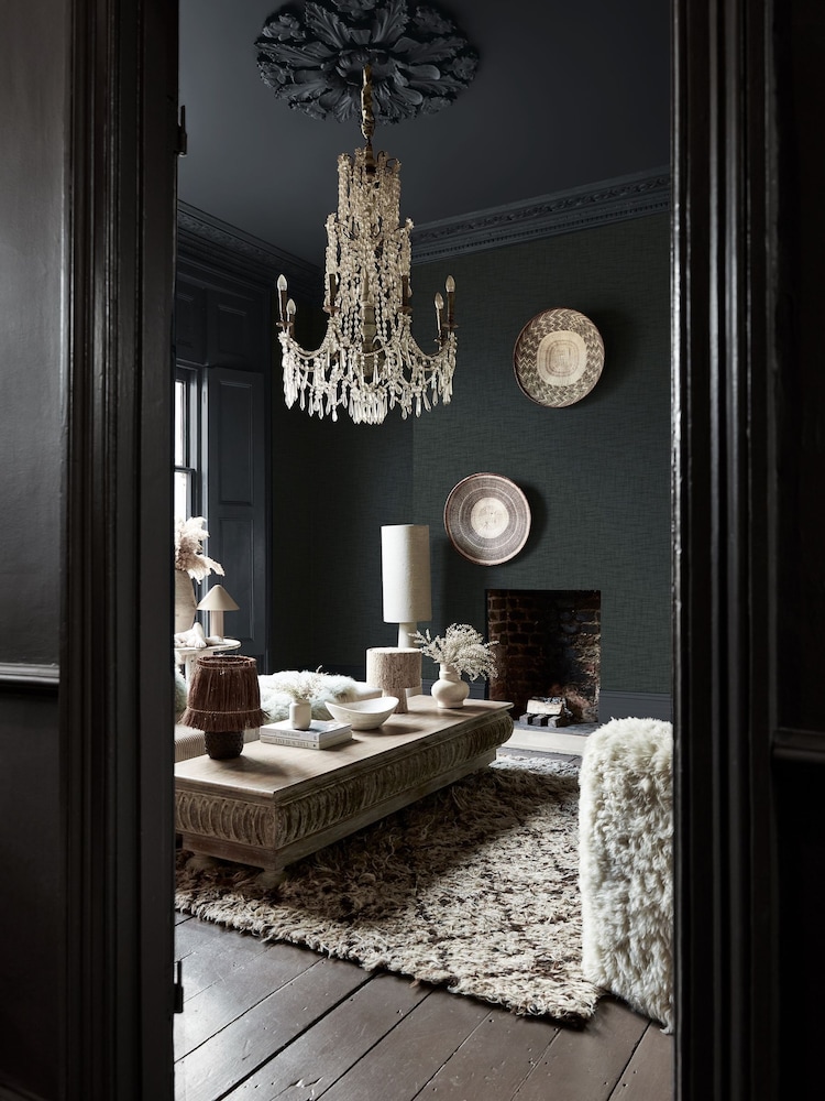 Abigail Ahern Midnight Weathered Linen 10M Wallpaper - Image 5 of 5 Abigail Ahern Midnight Weathered Linen 10M Wallpaper - Image 5 of 5