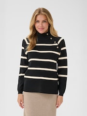 Cream Dela Button Embellishment Black Jumper - Image 1 of 6