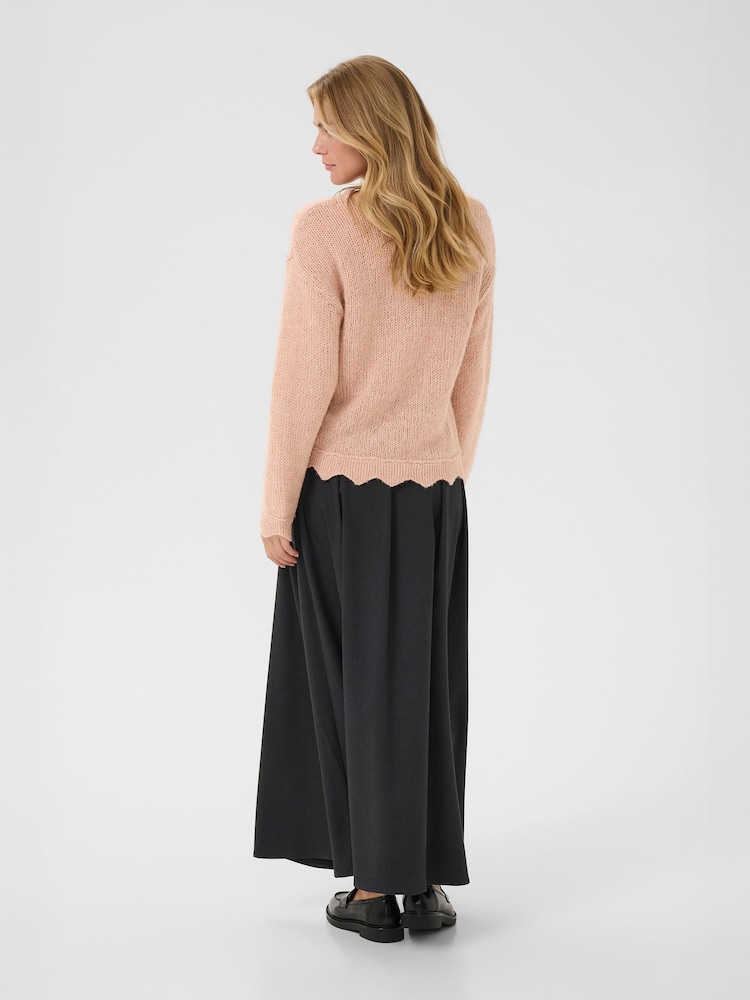 Cream Pink Niso Long Sleeve V-Neck Jumper - Image 2 of 6