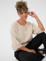Cream Natural Dela 3/4 Sleeve Round Neck Jumper - Image 4 of 6
