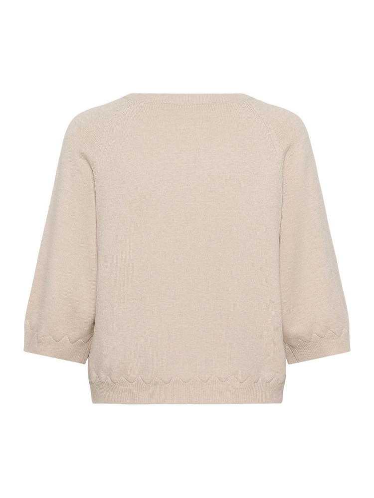 Cream Natural Dela 3/4 Sleeve Round Neck Jumper - Image 6 of 6