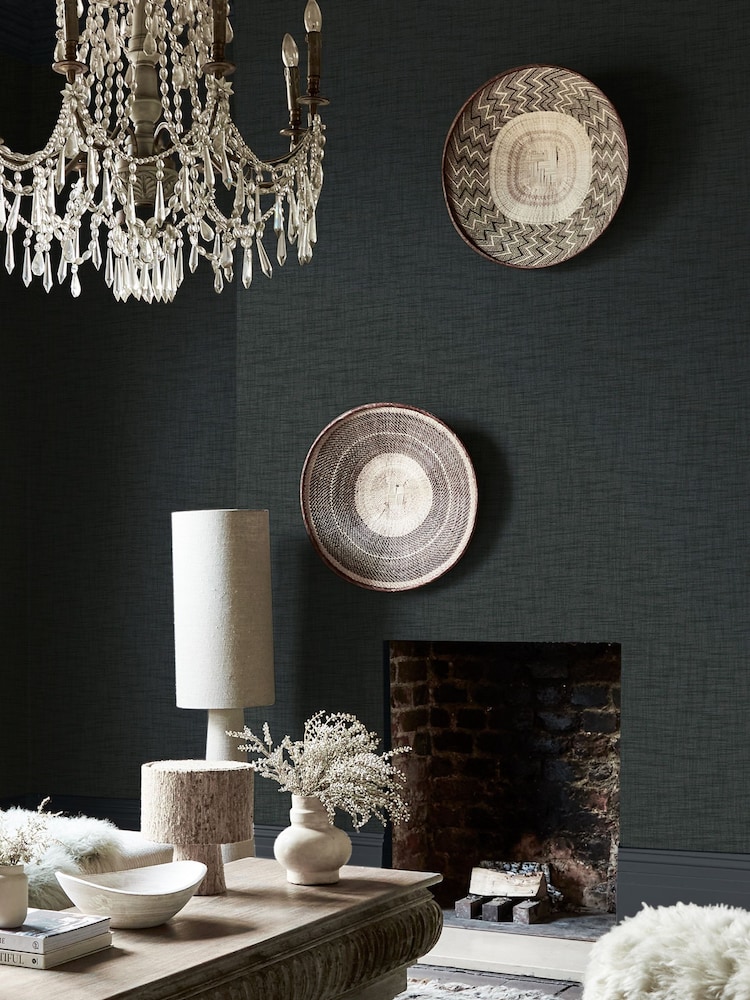 Abigail Ahern Midnight Weathered Linen A4 Wallpaper Sample - Image 1 of 5