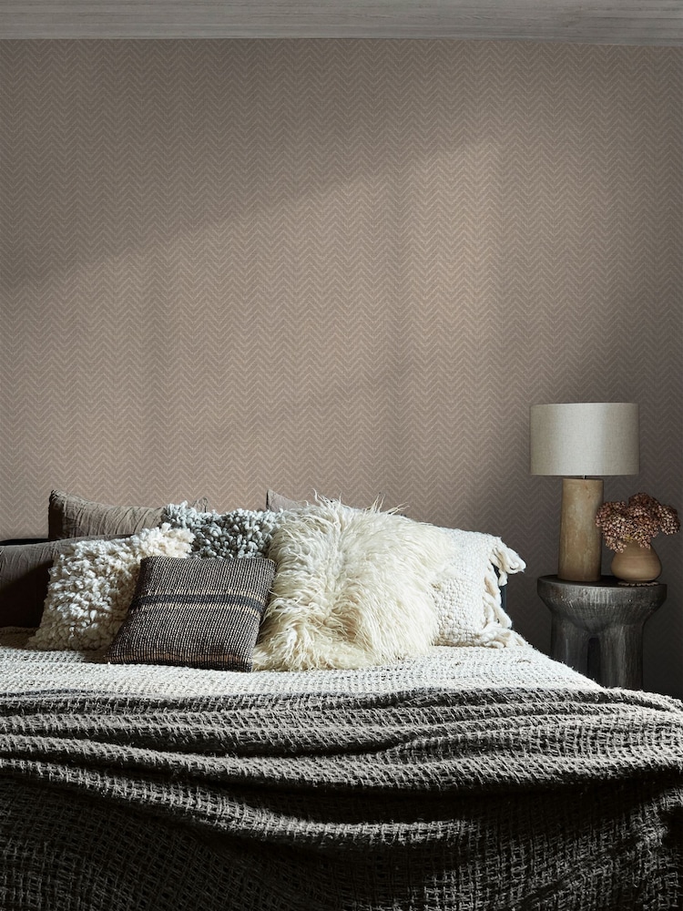 Abigail Ahern Praline Herringbone Weave A4 Wallpaper Sample - Image 1 of 5