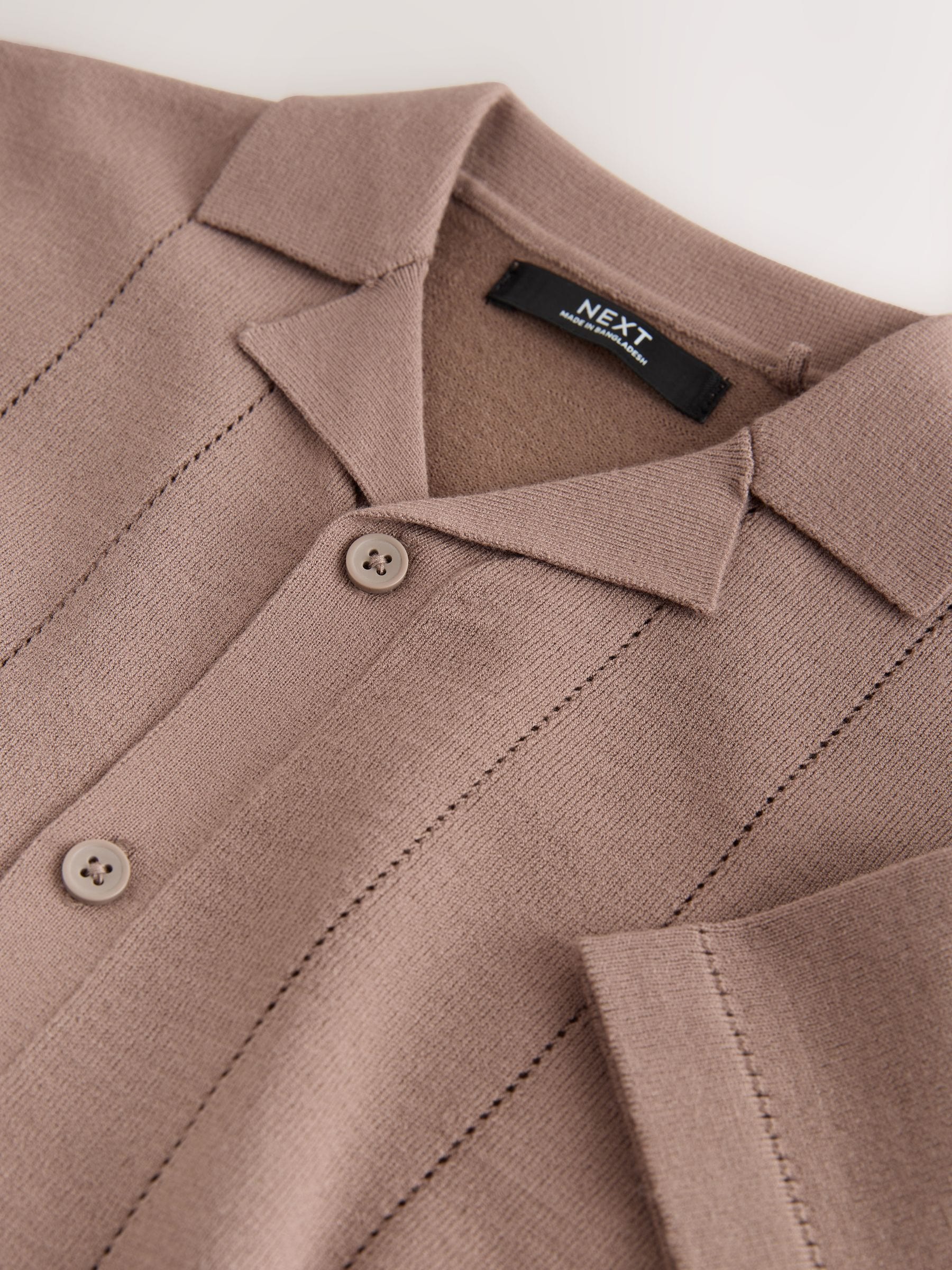 Buy Taupe Brown Knitted Revere Collar Polo Shirt (3-16yrs) from