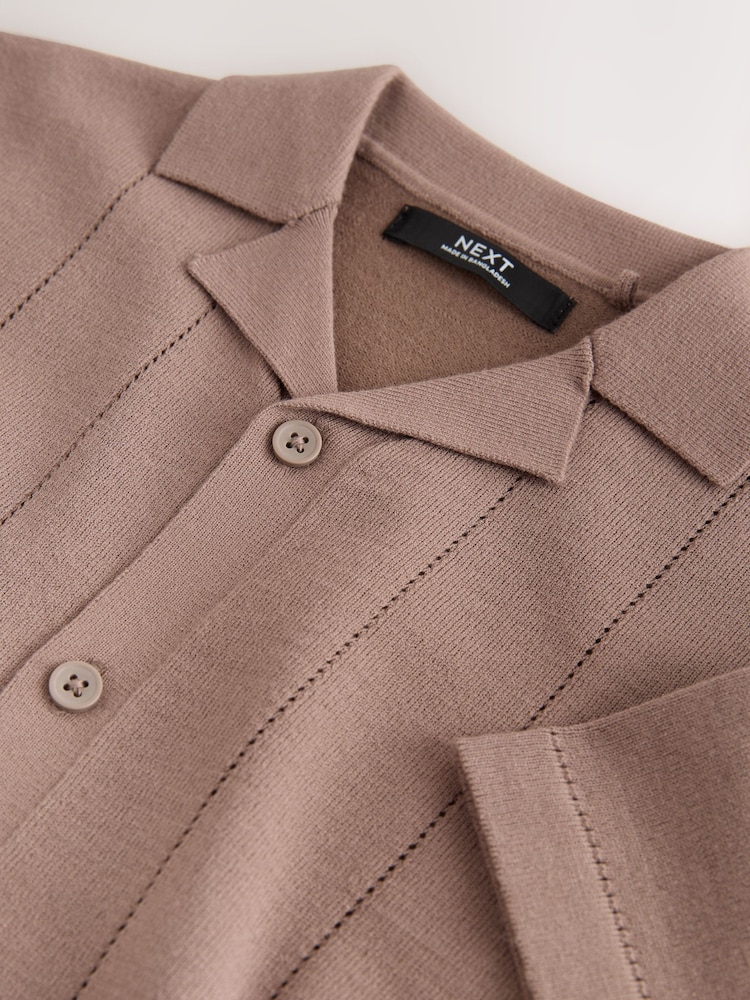 Taupe - Tricotate polo cu guler și revere Tricouri (3-16ani) - Imaginea 4 din 4