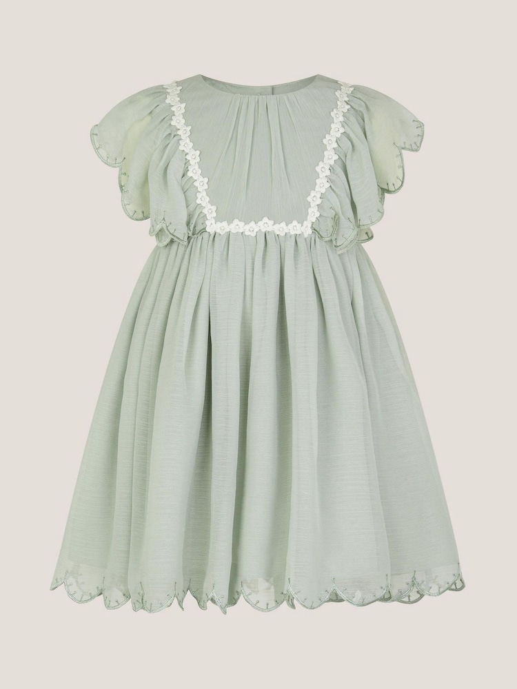 Monsoon Green Baby Summer Scallop Dress - Image 1 of 3