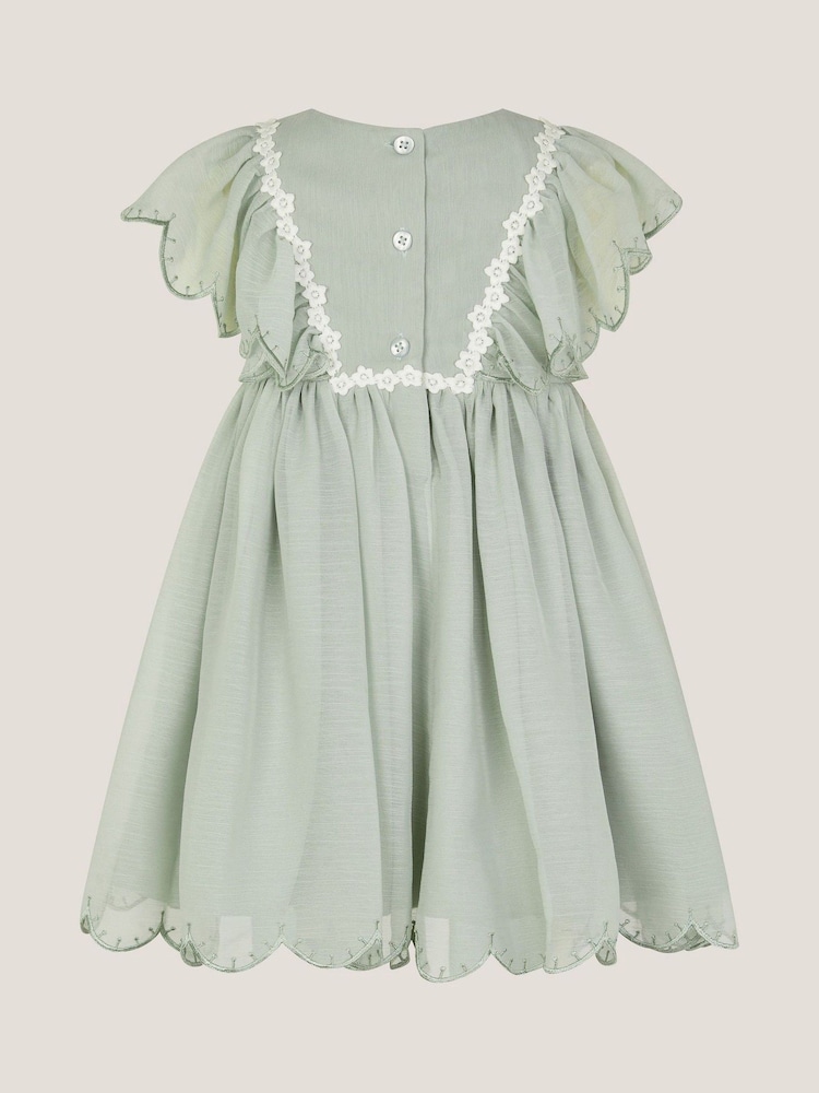 Monsoon Green Baby Summer Scallop Dress - Image 2 of 3