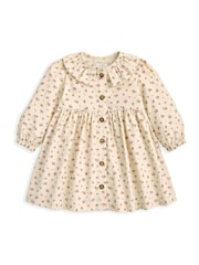 Mamas & Papas Cream Ditsy Rose Cord Dress and Tights Set - Image 3 of 4
