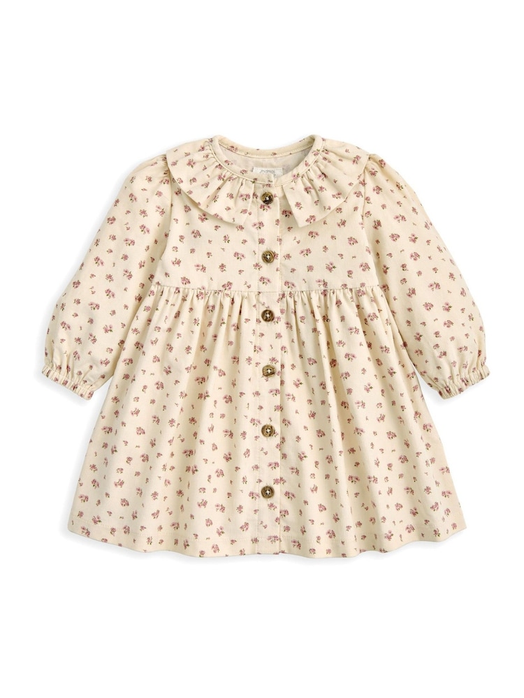 Mamas & Papas Cream Ditsy Rose Cord Dress and Tights Set - Image 4 of 4