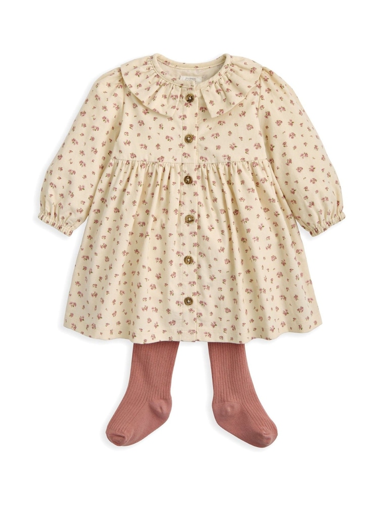 Mamas & Papas Cream Ditsy Rose Cord Dress and Tights Set - Image 4 of 4 Mamas & Papas Cream Ditsy Rose Cord Dress and Tights Set - Image 4 of 4