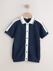 Navy Blue Knitted Polo Shirt (3-16yrs) - Image 1 of 4
