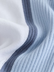 Blue/White Knitted Zip Neck Polo Shirt (3-16yrs) - Image 4 of 4