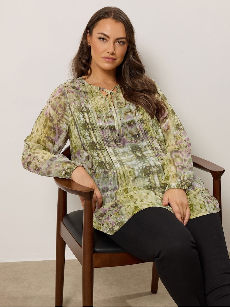 Evans Green Tie Neck Blouse - Image 1 of 6 Evans Green Tie Neck Blouse - Image 1 of 6