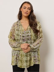 Evans Green Tie Neck Blouse - Image 2 of 6