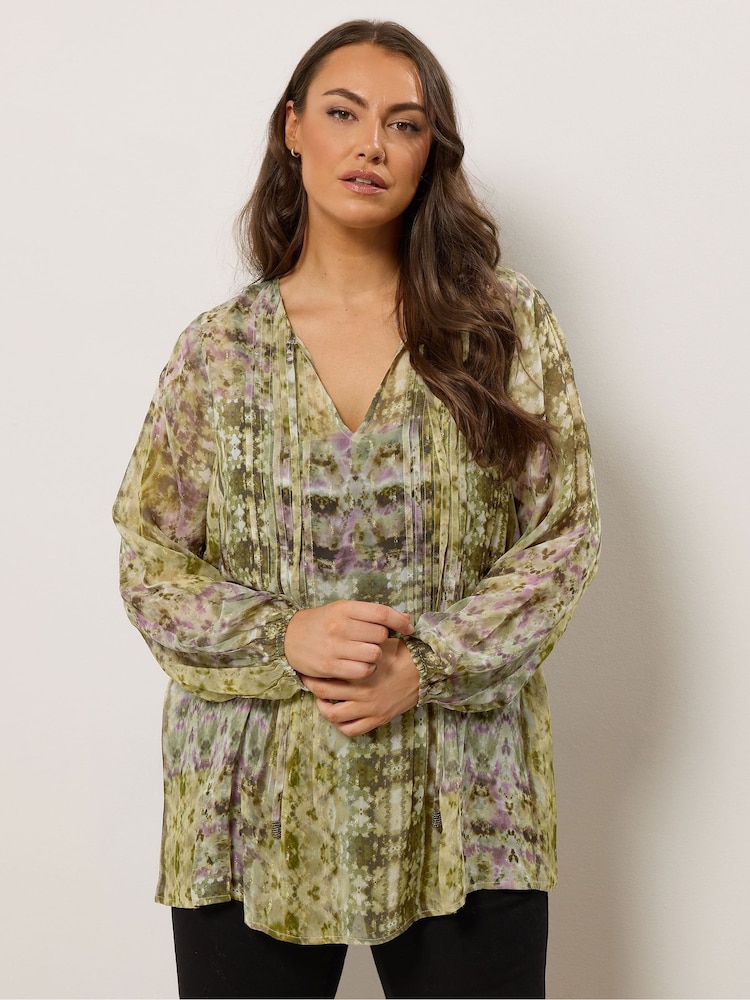 Evans Green Tie Neck Blouse - Image 2 of 6 Evans Green Tie Neck Blouse - Image 2 of 6