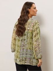 Evans Green Tie Neck Blouse - Image 4 of 6
