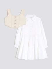 River Island White Girls Hybrid Shirt Dress - Image 1 of 5