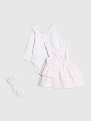 River Island Pink Baby Girls Jacquard Pinny Dresses 3 Pack - Image 1 of 5
