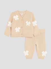 River Island Brown Baby Girls Crochet Bow Cardigan Set - Image 1 of 5