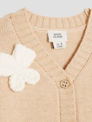 River Island Brown Baby Girls Crochet Bow Cardigan Set - Image 4 of 5