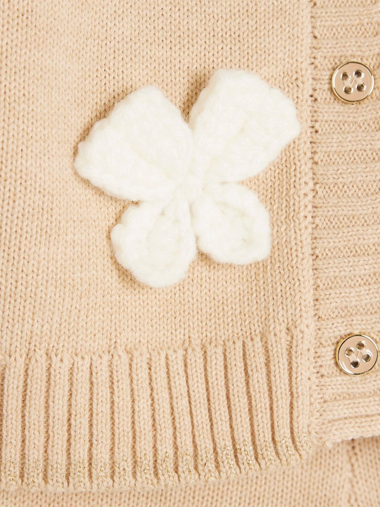 River Island Brown Baby Girls Crochet Bow Cardigan Set - Image 5 of 5