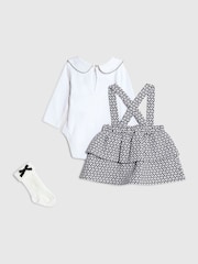 River Island Cream Baby Girls Jacquard Pinny Dress Set - Image 2 of 5