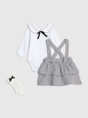 River Island Cream Baby Girls Jacquard Pinny Dress Set - Image 3 of 5