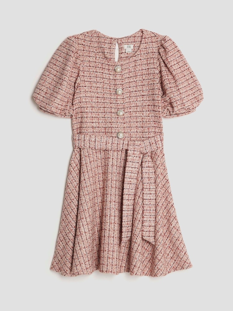 River Island Pink Girls Jersey Boucle Dress - Image 1 of 4