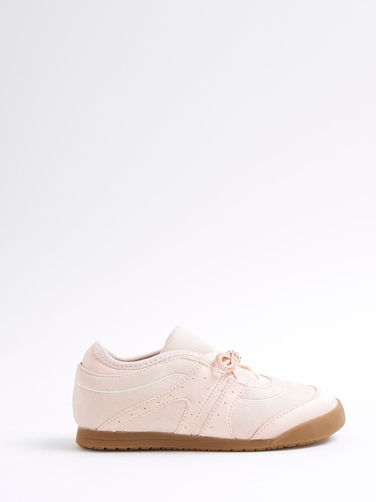 River Island Pink Girls Bow Thin Runner Trainers - Image 1 of 5