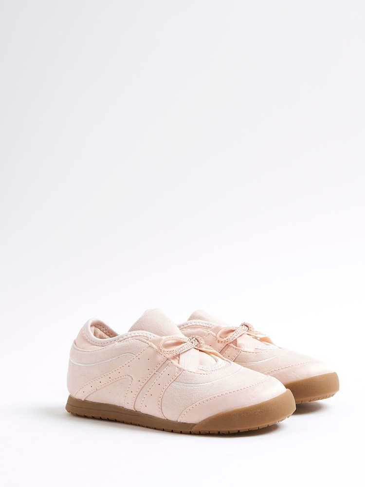 River Island Pink Girls Bow Thin Runner Trainers - Image 2 of 5