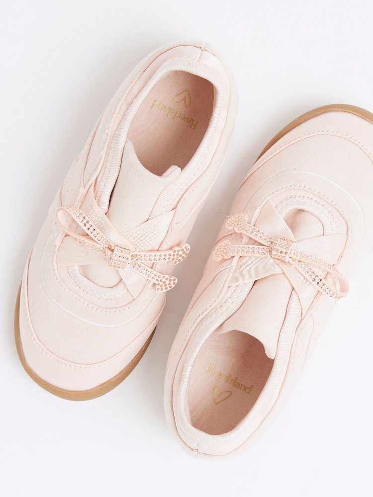River Island Pink Girls Bow Thin Runner Trainers - Image 5 of 5