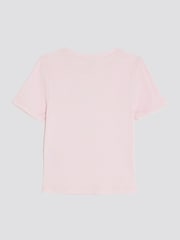River Island Pink Girls Ribbed Bow T-Shirt - Image 2 of 4
